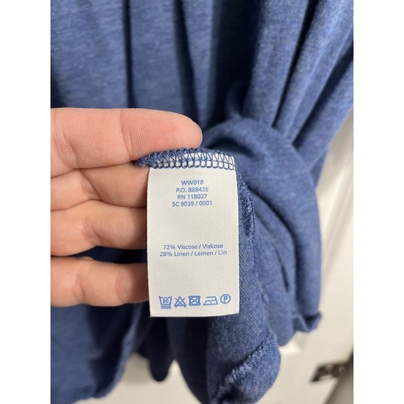 Boden Sz 14 R Blue Dress Linen Blend Women's Elastic Waist Tassels Short - Picture 5 of 10